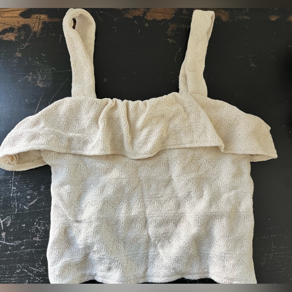 MADEWELL Women's Beige Ruffled Tank Top XSmall - Picture 2 of 5